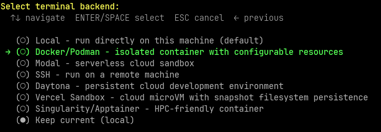 Terminal backend