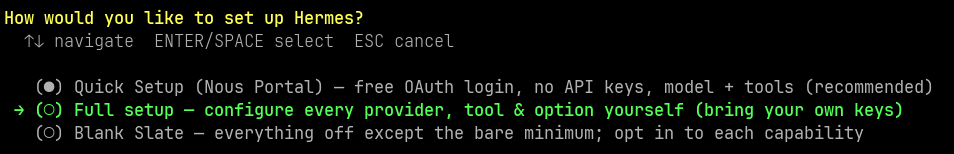 hermes setup