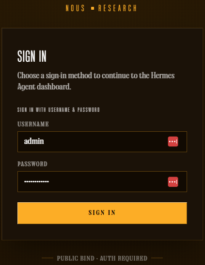 Dashboard login